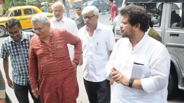 CPI-M General Secretary Sitaram Yechury along with CPI-M MP Ritabrata Banerjee, who’s been suspended from the party for three months. (Photo: IANS)