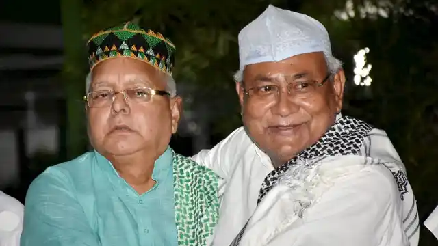 Bihar Chief Minister Nitish Kumar and RJD chief Lalu Prasad Yadav at the latter’s Iftar party, last year.