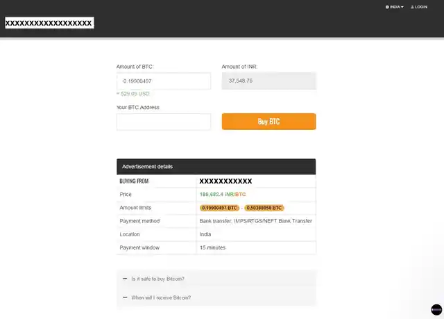 A grab of a Bitcoin transaction on Remitano. (Photo: <b>The Quint</b>)