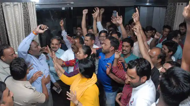 Hotel Hayat Rabbani was sealed after Gaurakasha Dal’s demonstration over allegations that it serves beef, in Jaipur, 19 March 2017. (Photo: IANS)