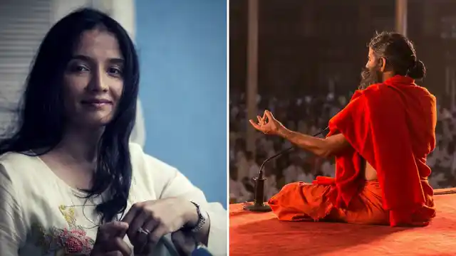 Priyanka Pathak-Narain (L); Baba Ramdev.