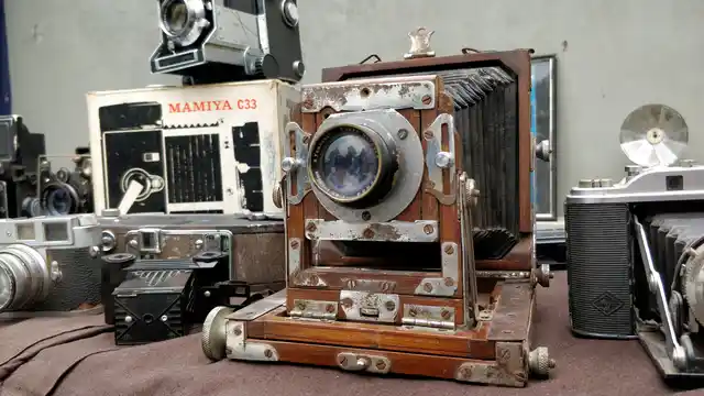 One of the many vintage cameras on show. 
