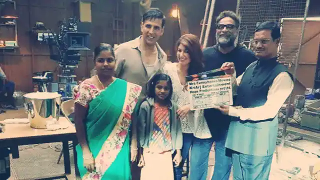 Akshay Kumar, Twinkle Khanna and R Balki with the real hero of <i>PadMan</i>, Arunachalam Muruganantham.