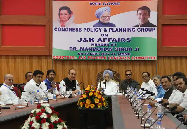 Congress Policy and Planning group on Jammu and Kashmir Affairs, led by senior Congress leader and former Prime Minister Manmohan Singh in Jammu on 10 September 2017.
