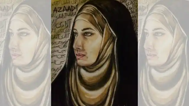 A self-portrait drawn by Hina captioned, “When resistance becomes a part of your being.”