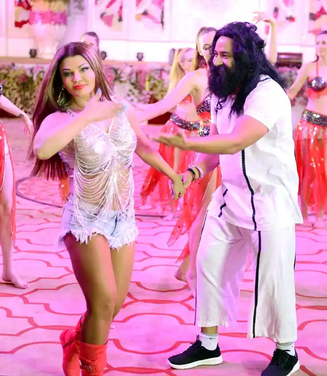 Rakhi Sawant on the sets of her film based on Gurmeet Ram Rahim Singh.