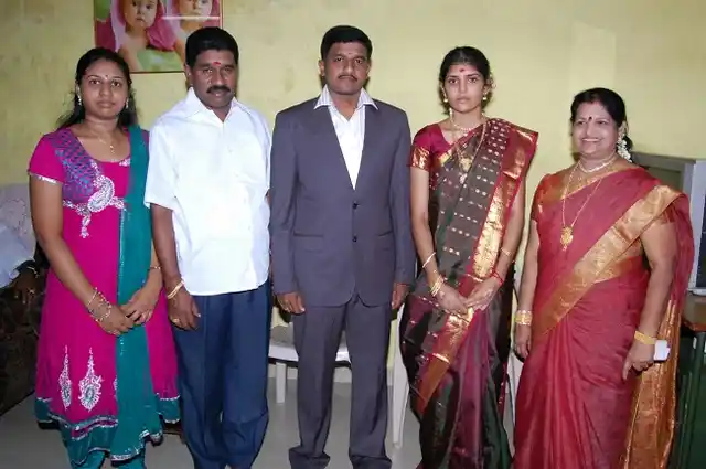 Divya with her in-laws.
