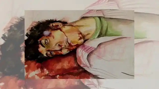 A painting of Tufail Matto who was killed by shell fired by a policeman in Shaher-e-Khaas in 2010.