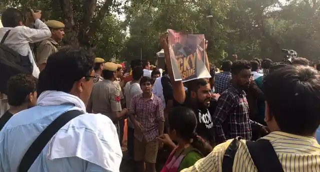 Supporters of NSUI cleverly tinkered around with the poster of the film ‘Rocky Handsome’ - featuring actor John Abraham - to express support for their presidential candidate Rocky Tuseed. 