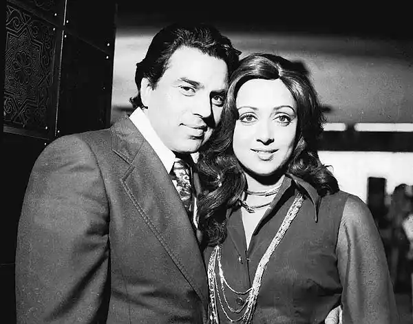 What a pair! Hema Malini with Dharmendra.
