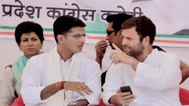 File photo of Congress vice president Rahul Gandhi and party leader Sachin Pilot. 