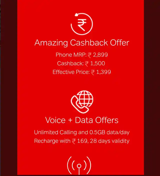 Cashback offer with the Karbonn A40 Indian