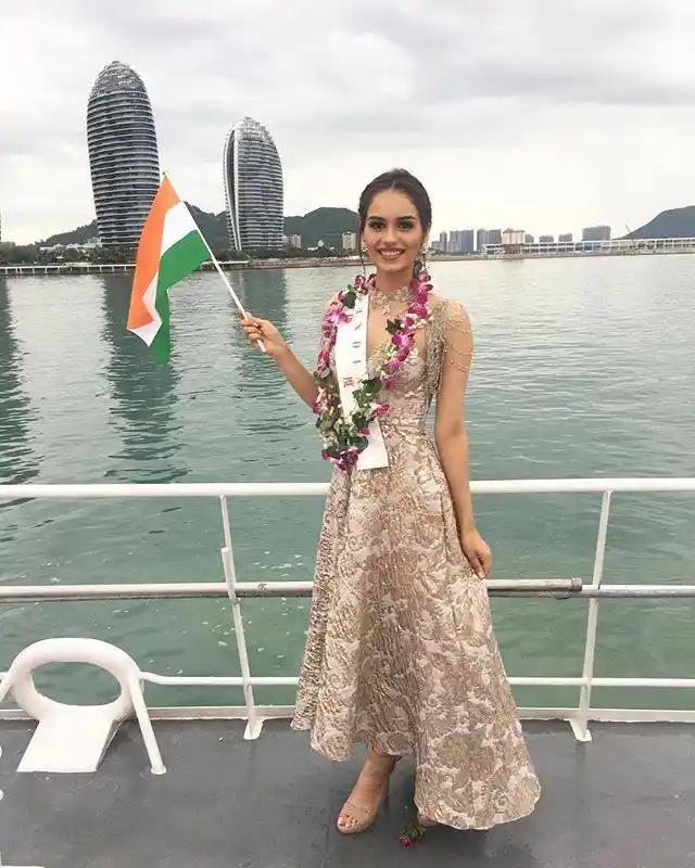 Manushi Chhillar representing India at the Miss World 2017.