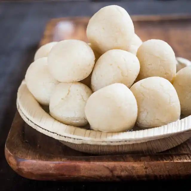 Rasgulla, a Bengali sweet made with <i>khoya</i>.