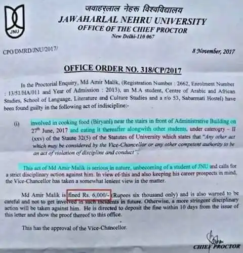 A proctorial enquiry has called the act “serious in nature” and one that’s “unbecoming of a JNU student”.