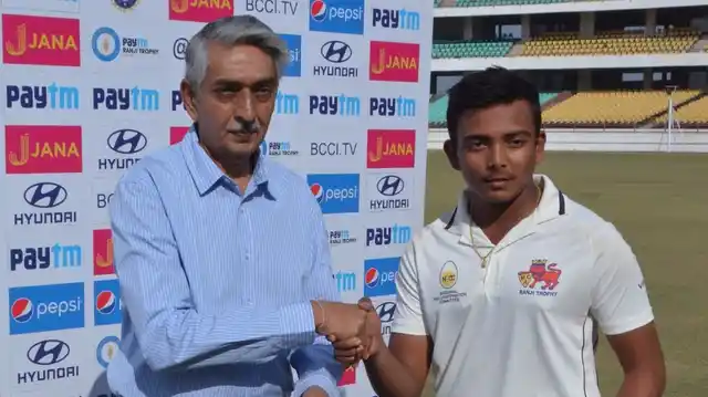 File photo of Prithvi Shaw receiving the man of the match prize.