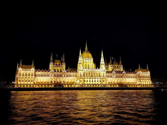 The Hungarian Parliament in the night. 