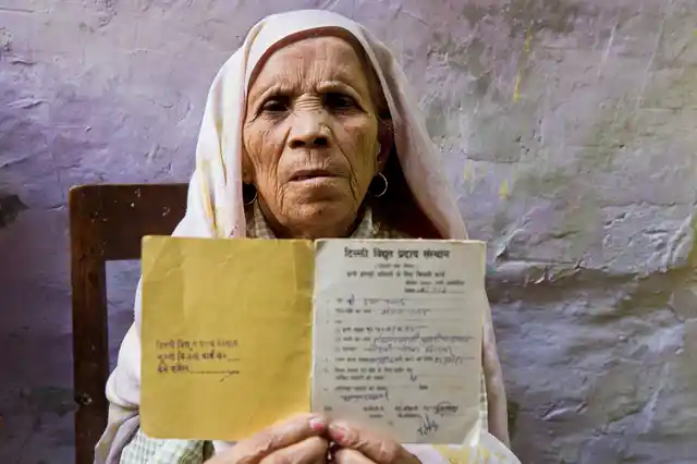 Kamla Devi with her yellow card. 
