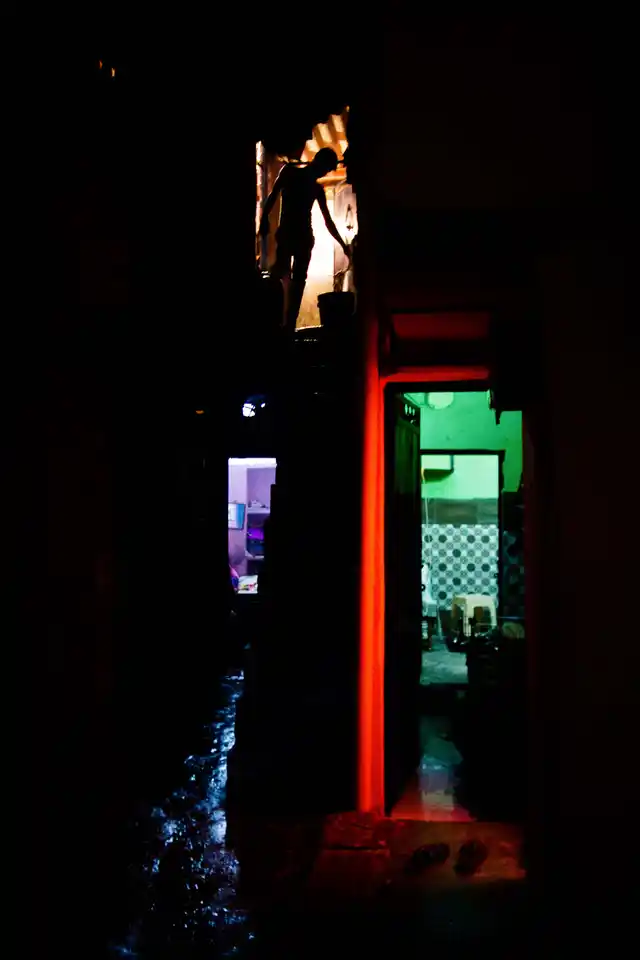 Inside the narrow lanes of Chandrawal Basti, North Delhi.
