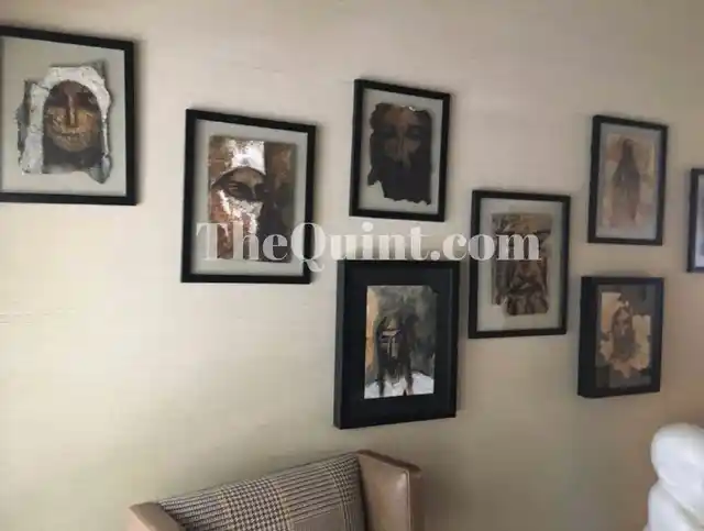 Salman Khan’s paintings framed on the walls of Salim Khan’s drawing room.