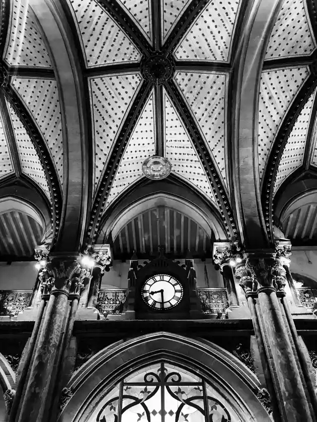 The central clock at Victoria Terminus, Mumbai. 