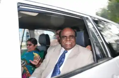 Kolkata: Justice Chinnaswamy Swaminathan Karnan after being released from the Presidency Jail in Kolkata on Dec 20, 2017. (Photo: IANS)