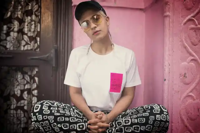 Musician Madame Gandhi lending her support to the Pink Posters project. 