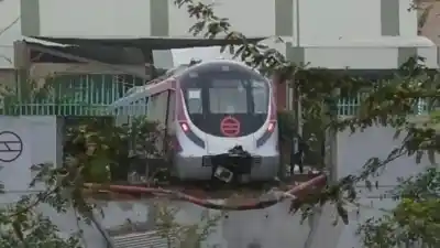 New Delhi: The driverless Metro train that hit a wall inside the depot at Kalkaji Metro station during trials, in New Delhi on Dec 19, 2017. The Delhi Metro