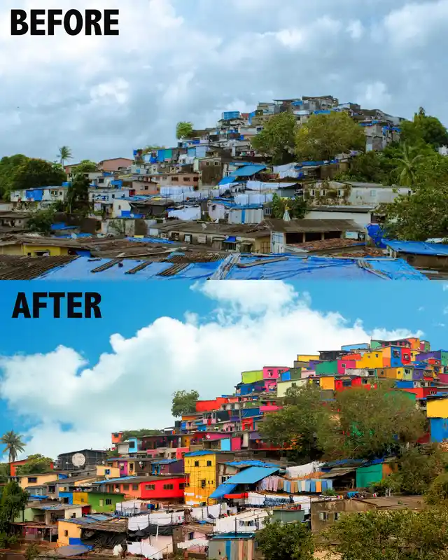 Before and after the transformation. 