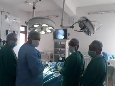 Arthoscopy being performed Udhampur district hospital by senior Orthopedic surgeon Dr Balvinder Singh and team.