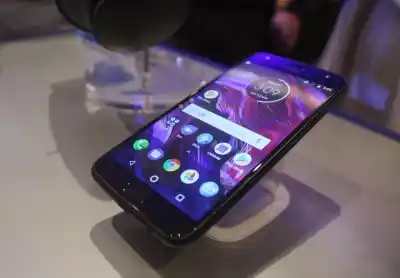 New Delhi: A view of the newly launched Moto X4 smartphone on display in New Delhi on Nov 13, 2017. (Photo: IANS)