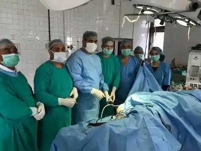 Arthoscopy being performed Udhampur district hospital by senior Orthopedic surgeon Dr Balvinder Singh and team.
