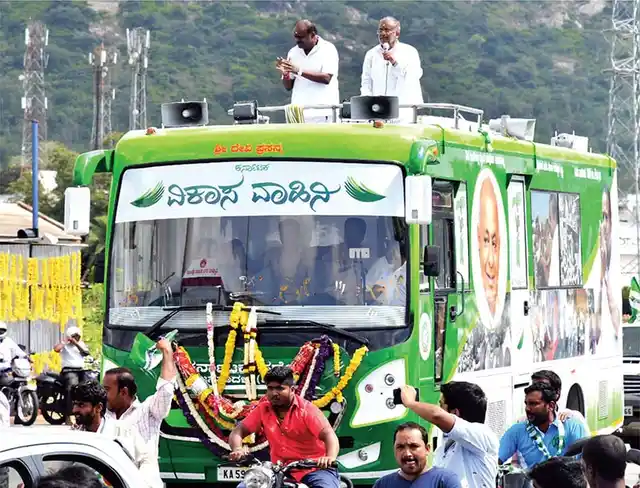 HD Kumaraswamy campaigning in Karnataka, ahead of the Assembly elections. 