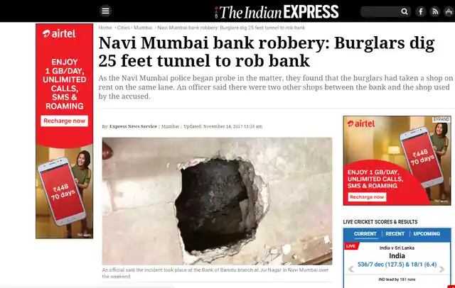 The Indian Express’ story on the Navi Mumbai robbery.