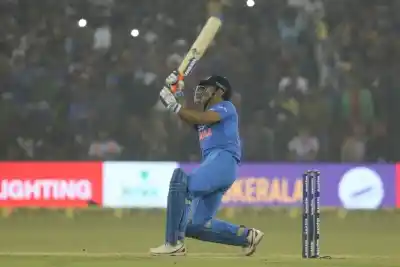Cuttack: MS Dhoni in action during the first T20 match between India and Sri Lanka at Barabati Stadium in Cuttack on Dec 20, 2017. (Photo: Surjeet Yadav/IANS)