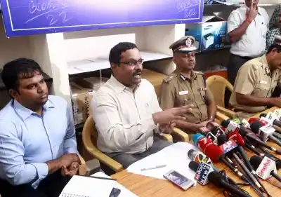Chennai: Returning Officer Praveen Nair addresses a press conference to tell television channels to not to telecast the video clip of the late J. Jayalalithaa purportedly on her hospital bed, in Chennai on Dec 20, 2017. A day ahead of a critical by-election here in Chennai, sidelined AIADMK leader T.T.V. Dinakaran