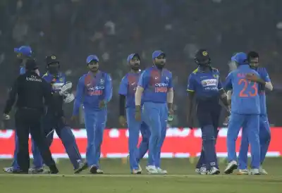 Cuttack: Indian players celebrates after winning the first T20 match against Sri Lanka at Barabati Stadium in Cuttack on Dec 20, 2017. (Photo: Surjeet Yadav/IANS)