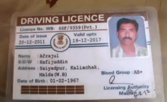 The victim’s driving licence.
