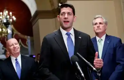 WASHINGTON, Dec. 19, 2017 (Xinhua) -- U.S. House Speaker Paul Ryan (C) speaks during a press conference after the House of Representatives passed the tax bill at the Capitol Hill in Washington D.C., the United States, on Dec. 19, 2017. The U.S. House of Representatives will have to vote again on the Republican tax bill on Wednesday as some provisions in the bill didn