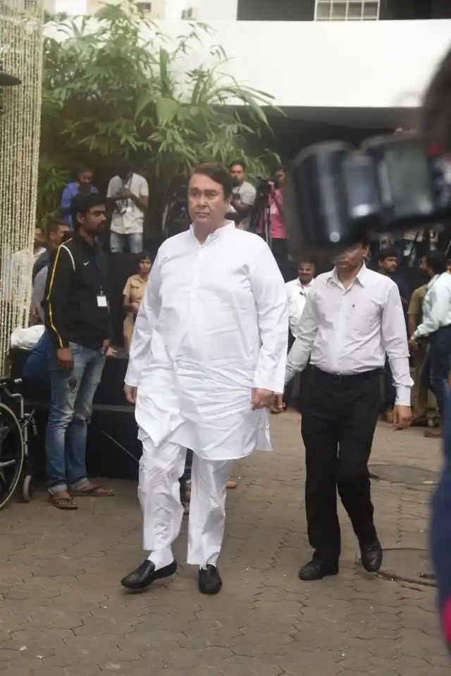 Randhir Kapoor arrives for the memorial service. 