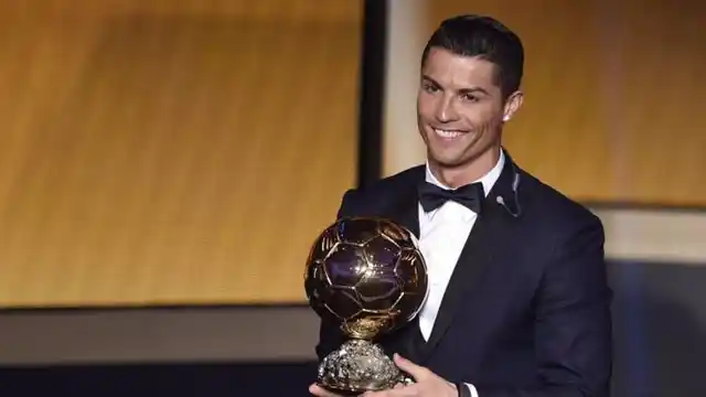 Ronaldo after accepting his fifth Ballon d’Or on 7 December, 2017
