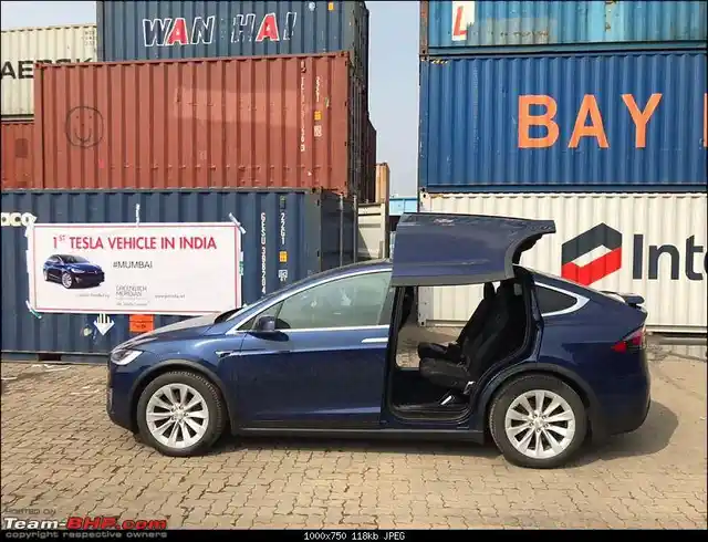 The Tesla Model X has falcon-wing rear doors, that are quite a sight. 