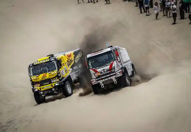 Two trucks battle it out.