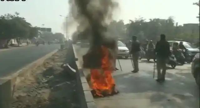 Protests in Nagpur’s Shatabdi Square.