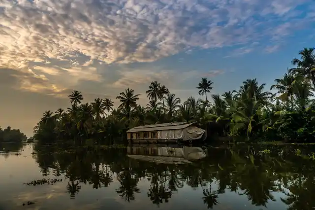 Indian backwater reflection, Kumarakom.