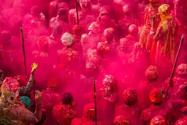 Holi celebration in Nandgaon. 