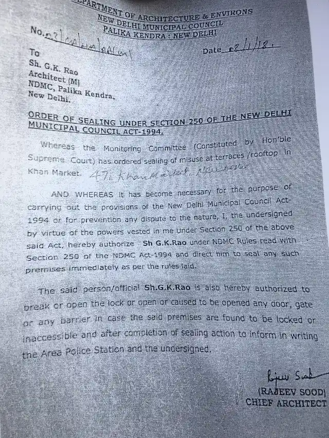 The sealing notice on 8 January simply states “misuse of terrace” as the violation.