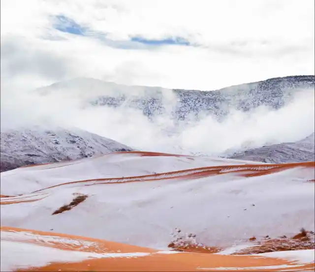 Snow hugging the peaks.