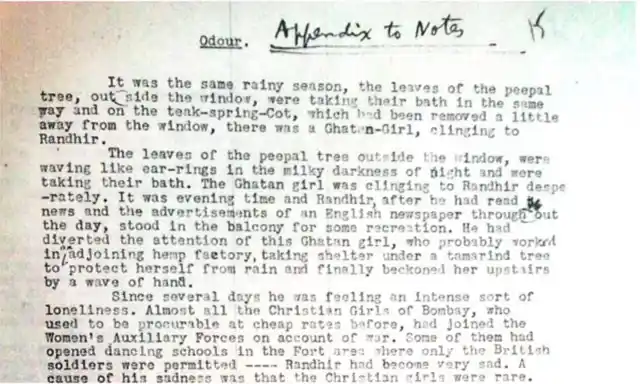 A typewritten extract from Manto’s short story <i>Bu.</i>