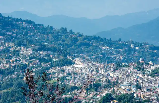 Himalayan foothill view of Kalimpong, West Bengal, northeast India. 